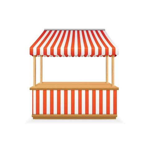 Premium Vector Realistic Detailed 3d Blank And Striped Market Stall