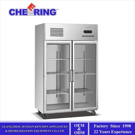 Double Glass Door Commercial Upright Freezer Display Showcase Cooler For Beverage Stock China