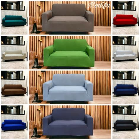 Jual Sarung Sofa ELASTIS 1 2 3 4 Seater Polos Cover Sofa Stretch