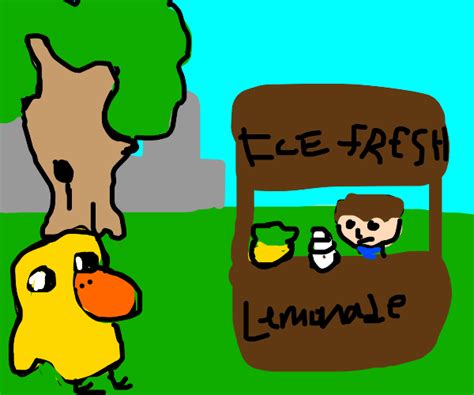 a duck walks up to a lemonade stand - Drawception