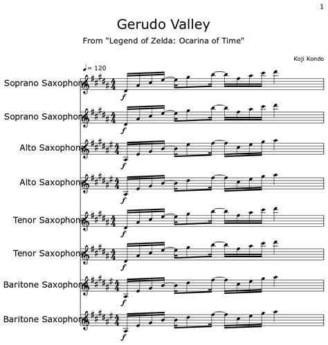 Gerudo Valley Sheet Music For Soprano Saxophone Alto Saxophone