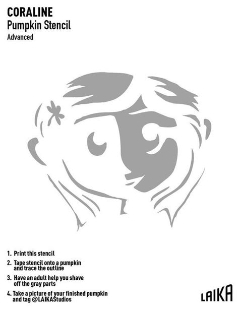 Coraline (Pumpkin Stencil - Pumpkin Pattern - Pumpkin Template - Jack-o ...