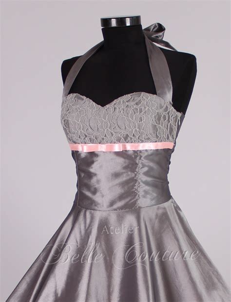 Custom Made & Handmade 50s petticoat dress grey/pink item: