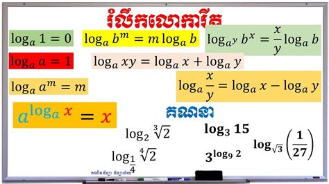 Logarithm 2 Review Logarithm រំលឹកលោការីត គណិតវិទ្យាថ្នាក់ទី 11