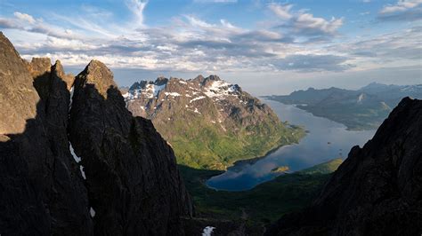 Papeis De Parede X Noruega Lofoten Montanhas Fiorde Sombra De