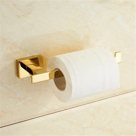 Gold Finish Toilet Roll Holder Wall Mounted Stainless steel Paper ...