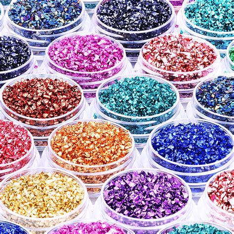 Buy 12 Box Crushed Glass Craft Glitter Fine For Resin Art Small Broken Glass Pieces Irregular