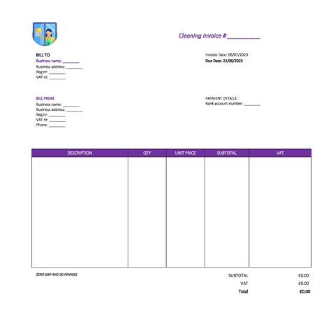 Free Cleaning Invoice Templates Uk Word Excel Pdf Google Docs