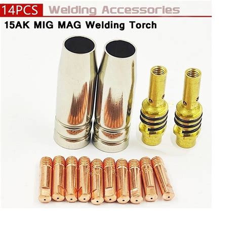 Pcs Ak Welding Torch Consumables Mm Mig Torch Gas Nozzle Tip