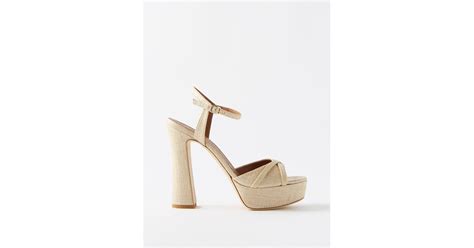 Malone Souliers Keaton 125 Raffia Platform Sandals In White Lyst