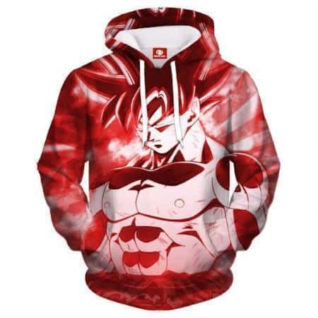 Dragon Ball Z Hoodie - Ultra Instinct Goku On Red Pullover Hoodie ...