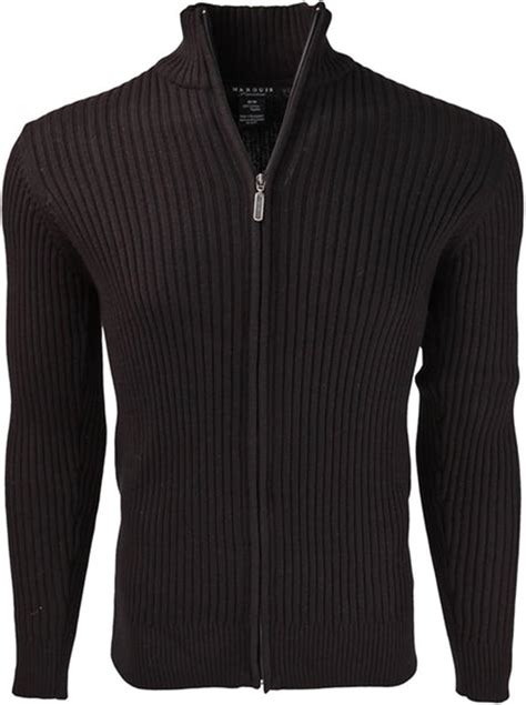 Marquis Mens Full Zip Cotton Ribbed Mock Neck Sweater At Amazon Mens