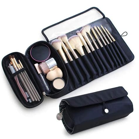 Portable Makeup Brush Organizer, Makeup Brush Holder for Travel Hold 20+ Brushes Cosmetic Bag ...