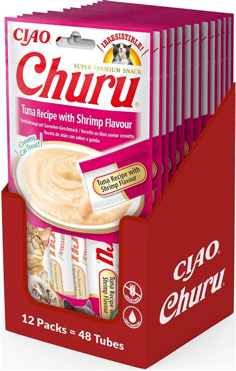 Ciao Churu Sticks By Inaba Cat Treat Tuna And Shrimp Flavour 12 Pack