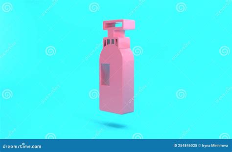 Pink Bottle Of Shampoo Icon Isolated On Turquoise Blue Background