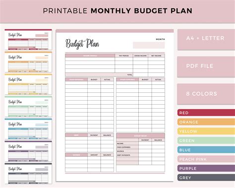 Financial Budget Planner Printable Monthly Budget Template Treasurefeet