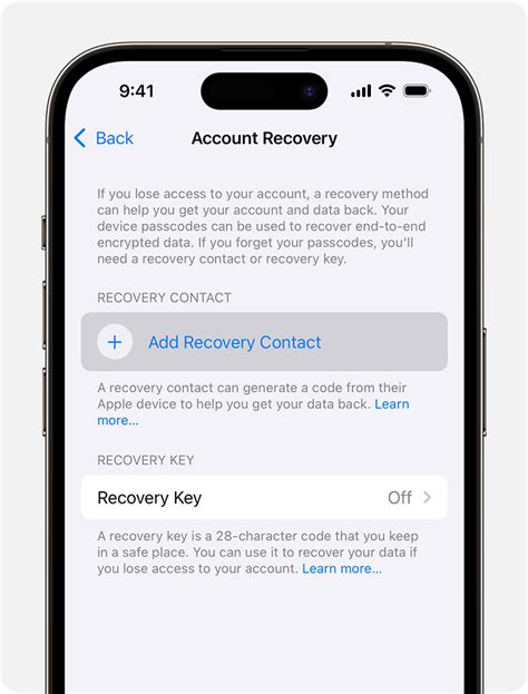 Set up an account recovery contact - Apple Support