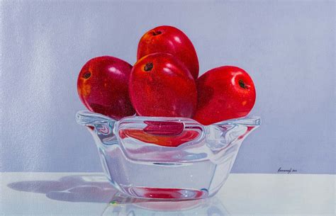 Original Signed Peruvian Still Life Fruit Painting Sweet Plums Novica