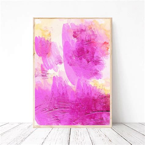 Hot Pink Abstract Wall Art Print Fuchsia Bright Pink Printable Etsy