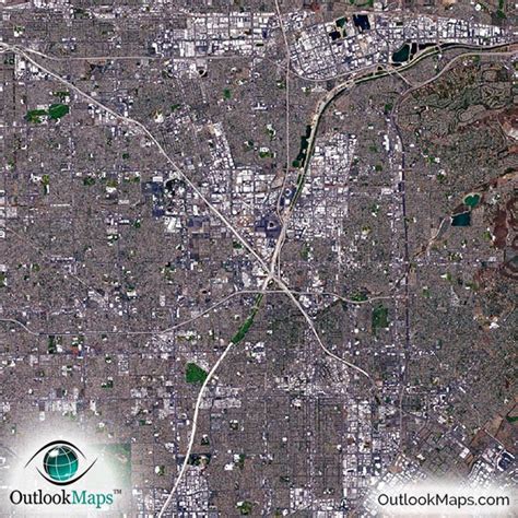 Los Angeles, CA Area Satellite Map Print | Aerial Image Poster