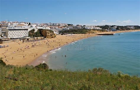 Albufeira Old Town and Beach View, Algarve - Portugal Stock Image ...