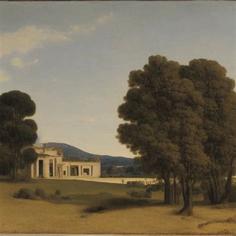 A Building In A Serene Landscape By Jean Auguste Stable