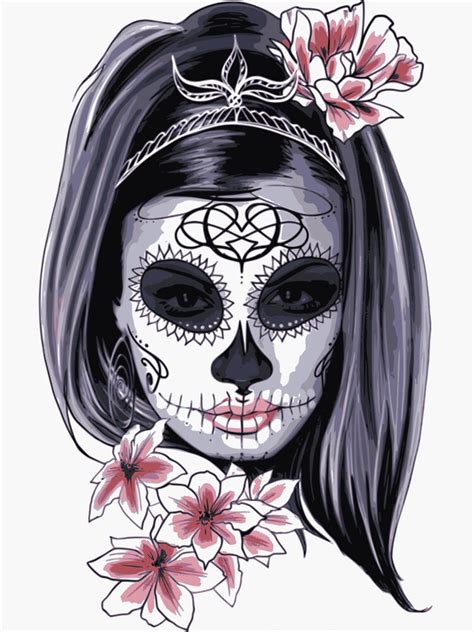 Pegatina mujer calavera mexicana méxico traje pintura pintada chica