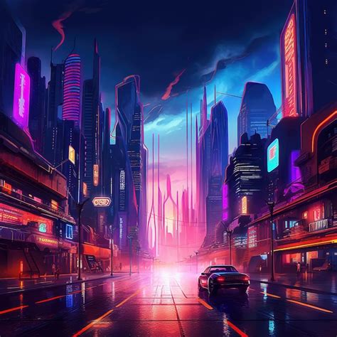 Ilustra O Abstrata Da Cidade Cyberpunk Cidade Futurista Arte Dist Pica