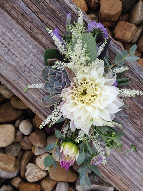 Wristlet Corsage With Succulent Dahlia Scabiosa Lavender And