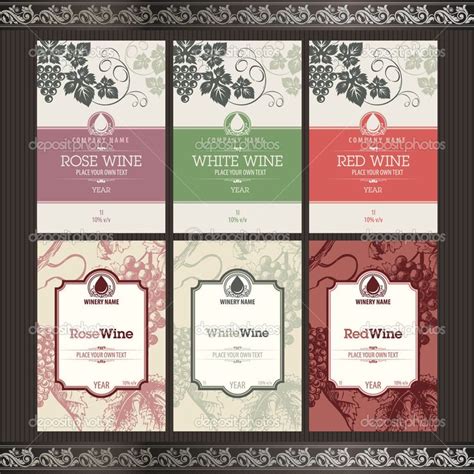 Set of wine labels | Free wine bottle label template, Wine bottle label ...