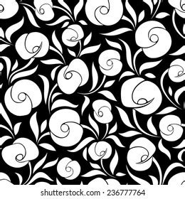 Seamless Black White Floral Pattern Vector Stock Vector Royalty Free