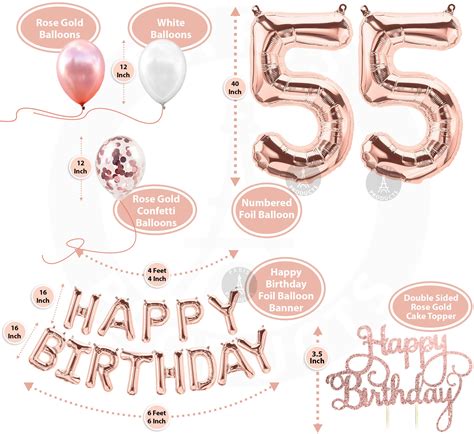 55th Birthday Decorations Party Supplies Rose Gold Party Etsy