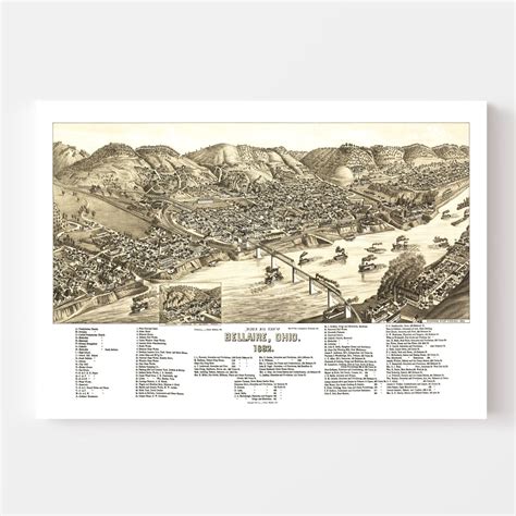 Vintage Map of Bellaire, Ohio 1882 by Ted's Vintage Art