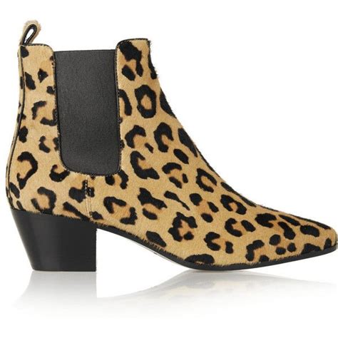 Saint Laurent Leopard Print Calf Hair Ankle Boots Leopard Print Ankle