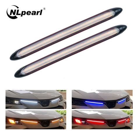 Nlpearl Pcs Drl Led Strip Car Daytime Running Light White Automobile