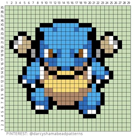 Blastoise Pattern 29x29 Pixel Art Pattern Papercraft Pokemon Hama