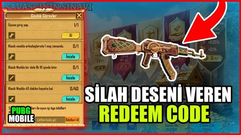 Sİlah Desenİ Veren Redeem Code Geldİ Redeem Code 2022 Pubg Mobİle Youtube