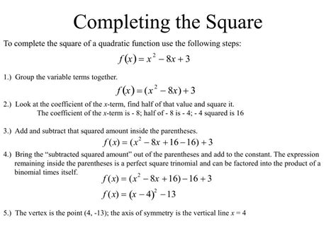 Complete The Square Steps - slideshare