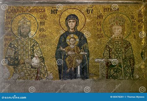 The Comnenus Mosaics 12th-century in in Aya Sofya in Istanbul in Turkey. Stock Image - Image of ...