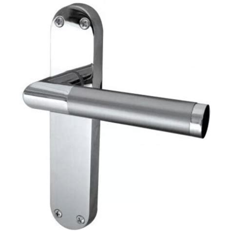 Mitred Door Handles On Backplate Duo Chrome Satin Chrome T Latch