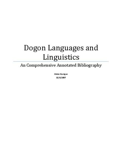 (PDF) Dogon Languages and Linguistics