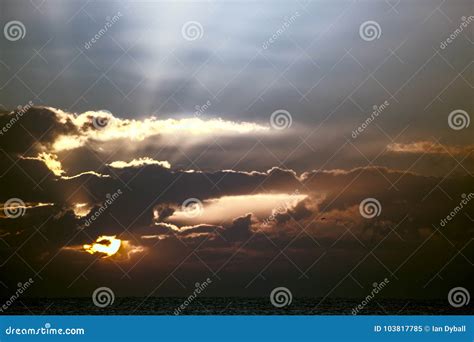 Awakening Soft Spiritual Image Of Sunrise Or Sunset Over Tropic Stock