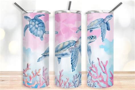 Sea Turtles Ocean Life Tumbler Wrap Png Graphic By PinkPanda Creative