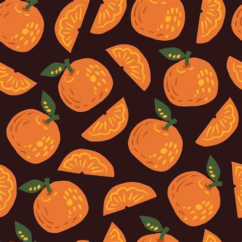 Premium Vector Vector Seamless Pattern With Hand Drawn Oranges