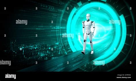 3d Rendering Robot Humanoid In Sci Fi Fantasy World Stock Photo Alamy