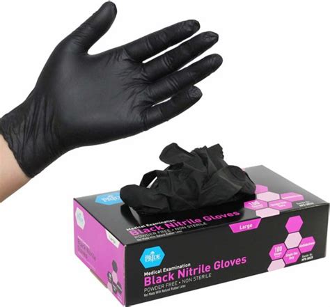 Medpride Medical Examination Nitrile Gloves Large Box Of 100 Black