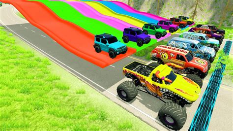 Monster Truck Vs Trap Colors High Speed Trucks Vs Speed Bumps