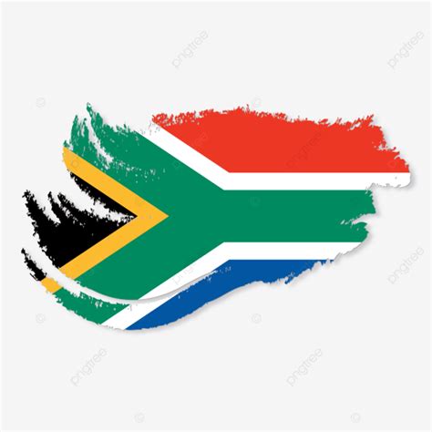 South Africa Flag Painted Brush With Transparent Background South