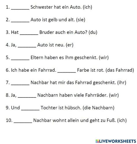 Possessive Articles In German Nominative Case