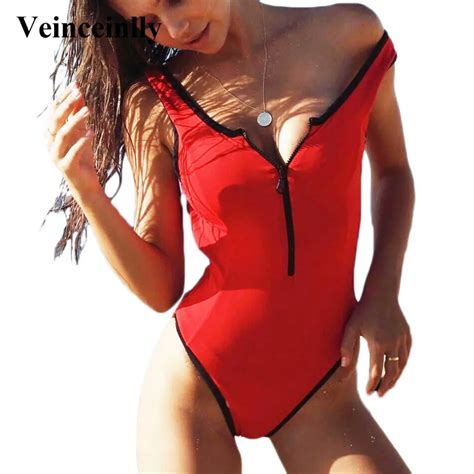 Aliexpress Buy Sexy Red High Cut Thong One Piece Swimsuit Women